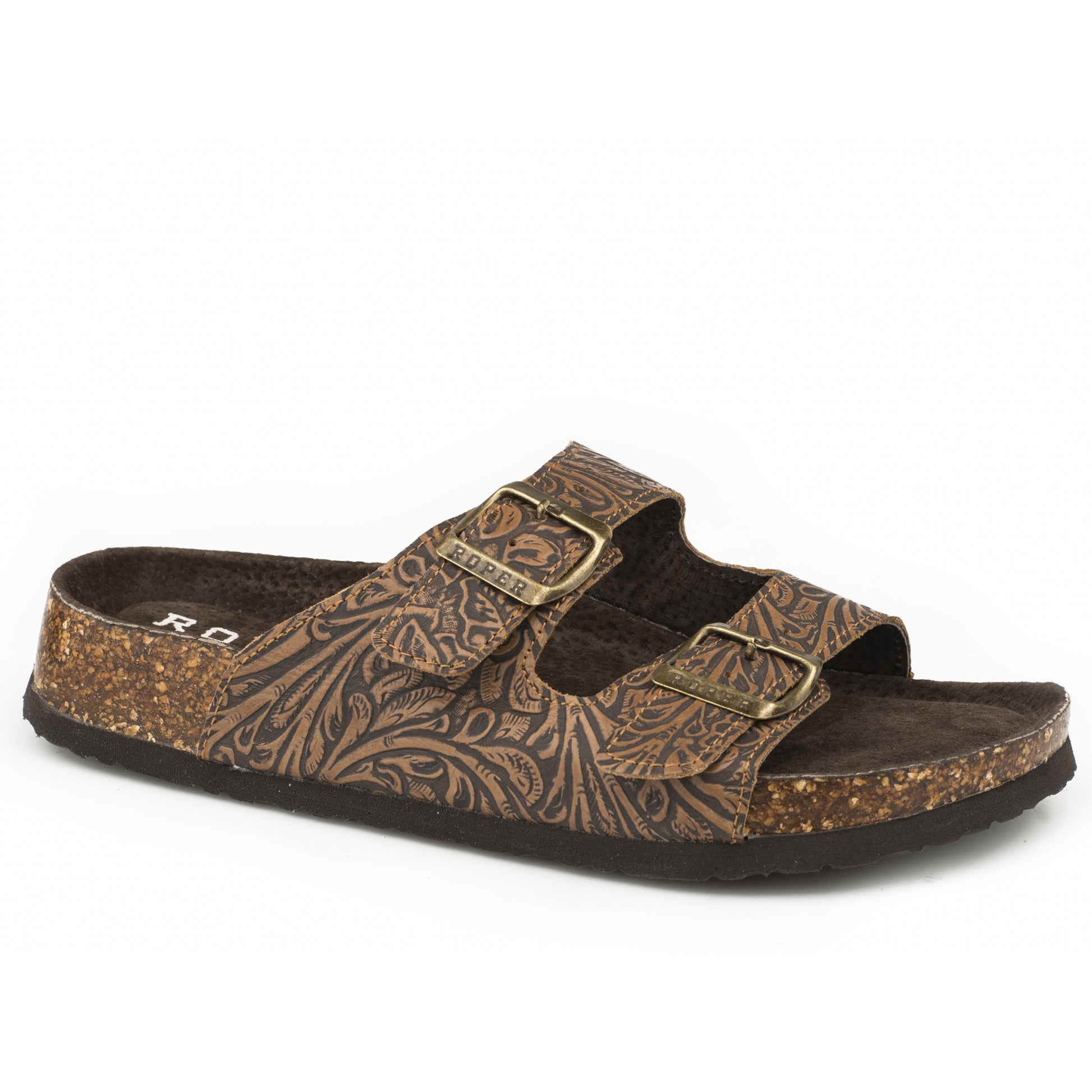 Roper Ladies Deliah Two Strap Footbed Leather Sandals