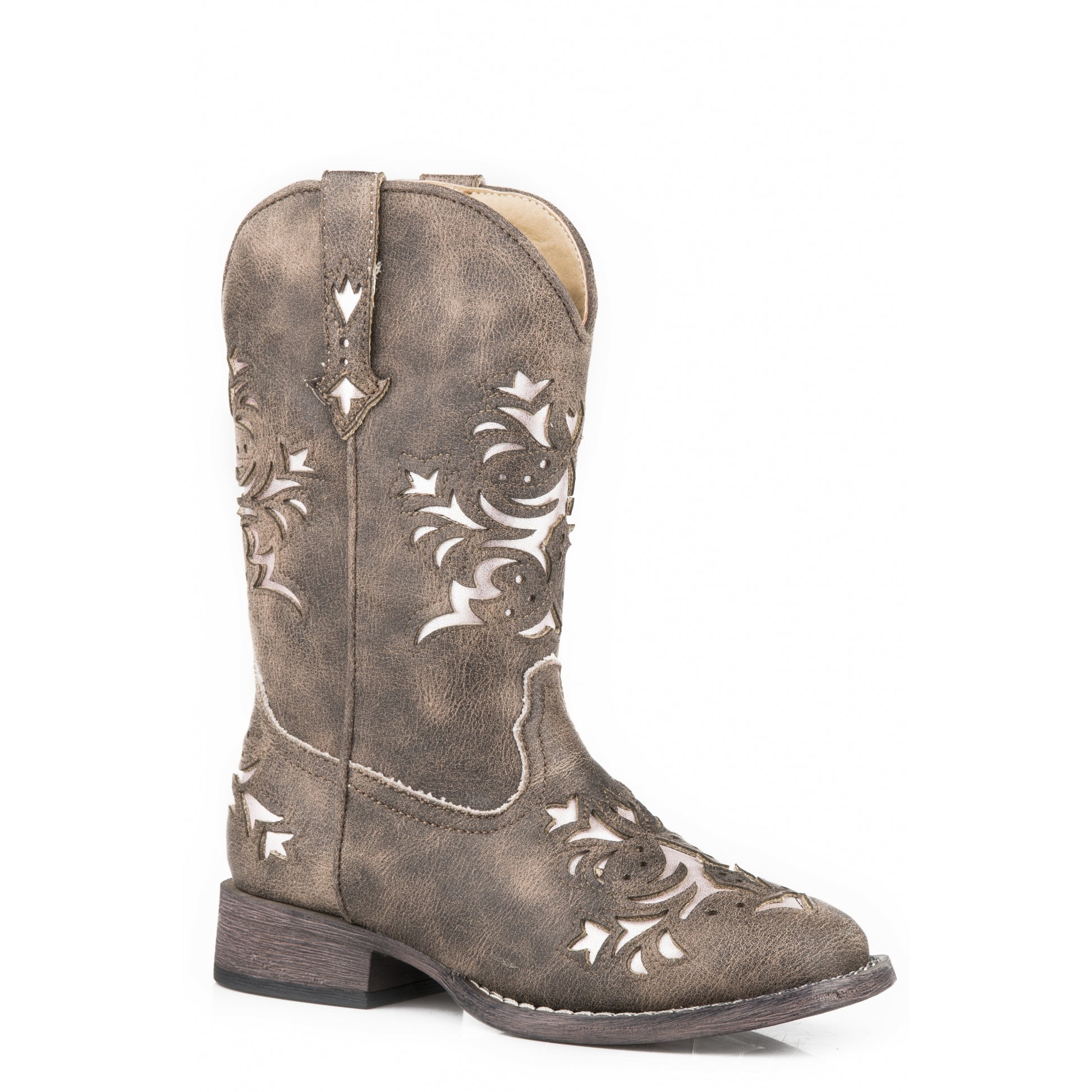 Roper Kids Vintage Brown 9" Shaft with Underlay Western Boots