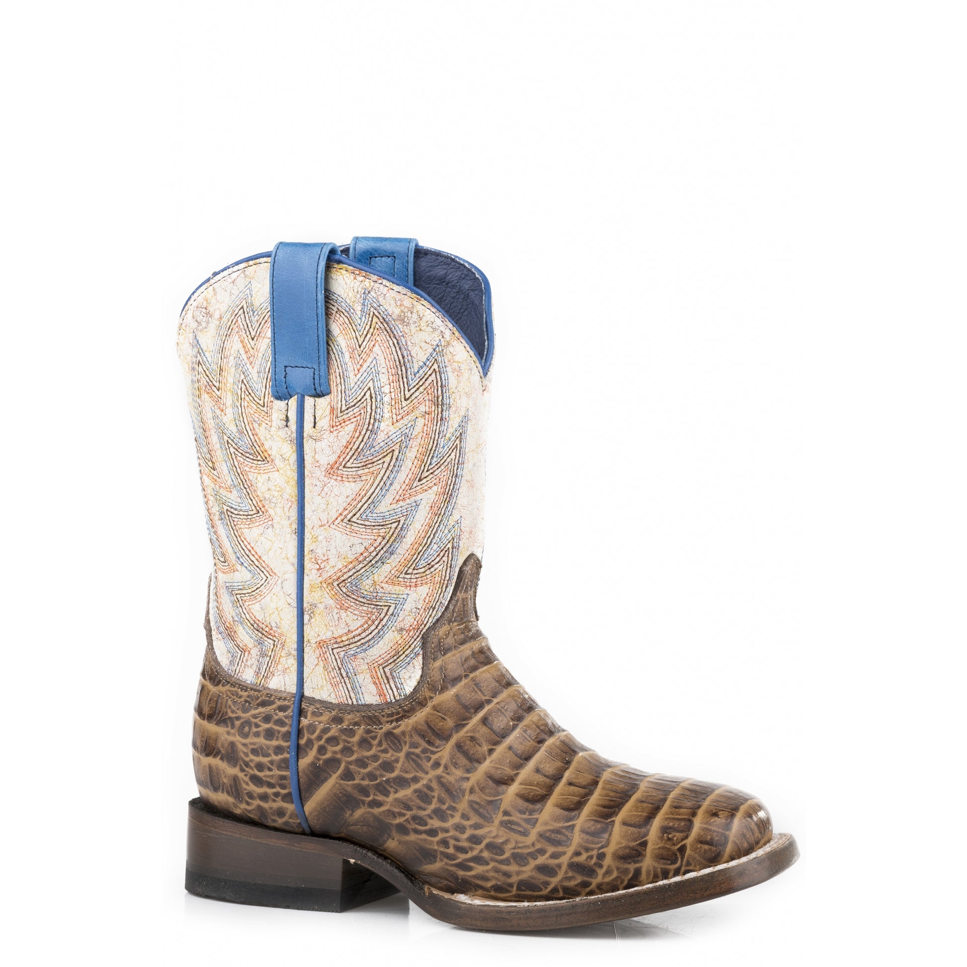 Roper Kids Embossed Gator/Blue Multi Leather Boots