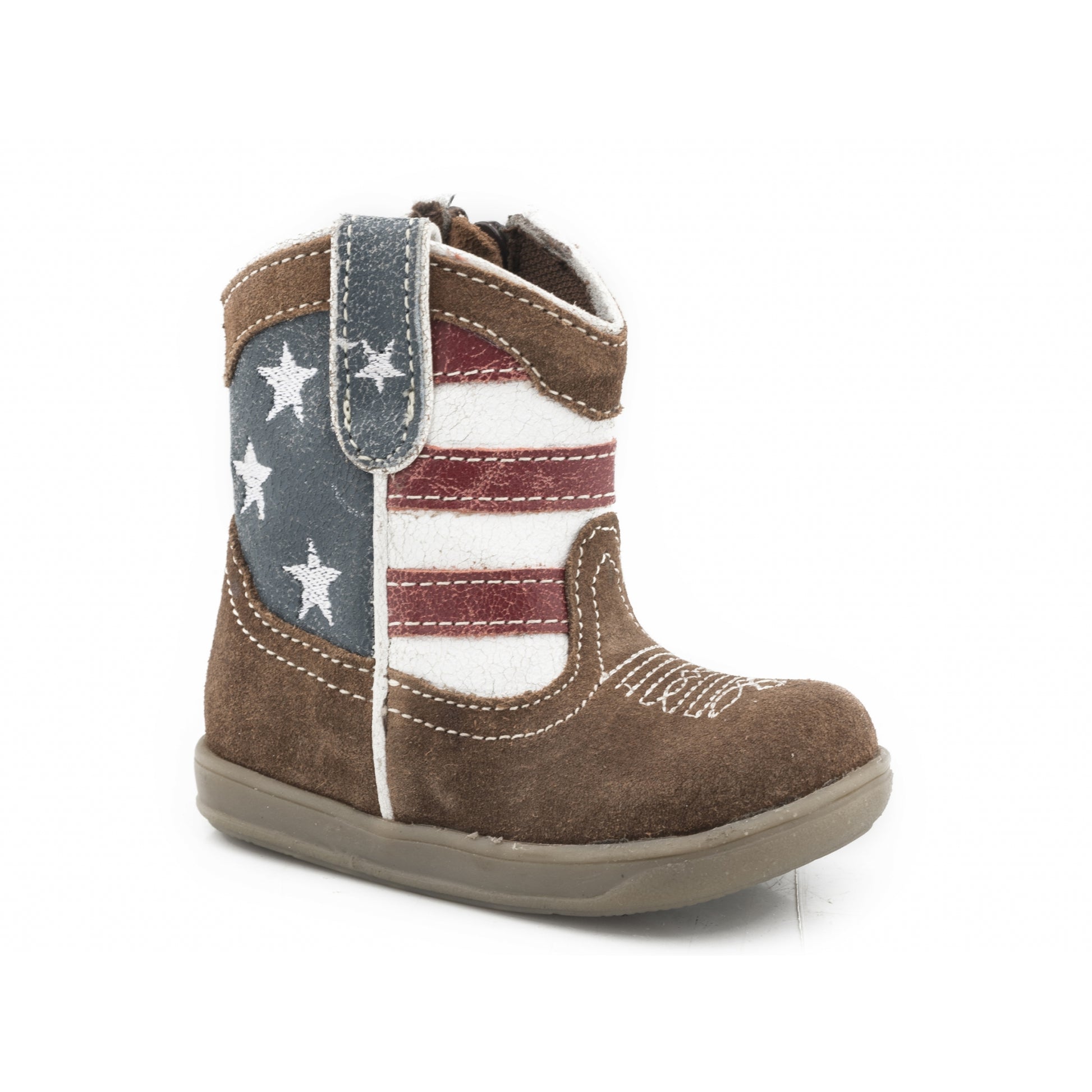 Roper Infant Cowbabies Brown Leather Vamp With Flag Shaft Boots