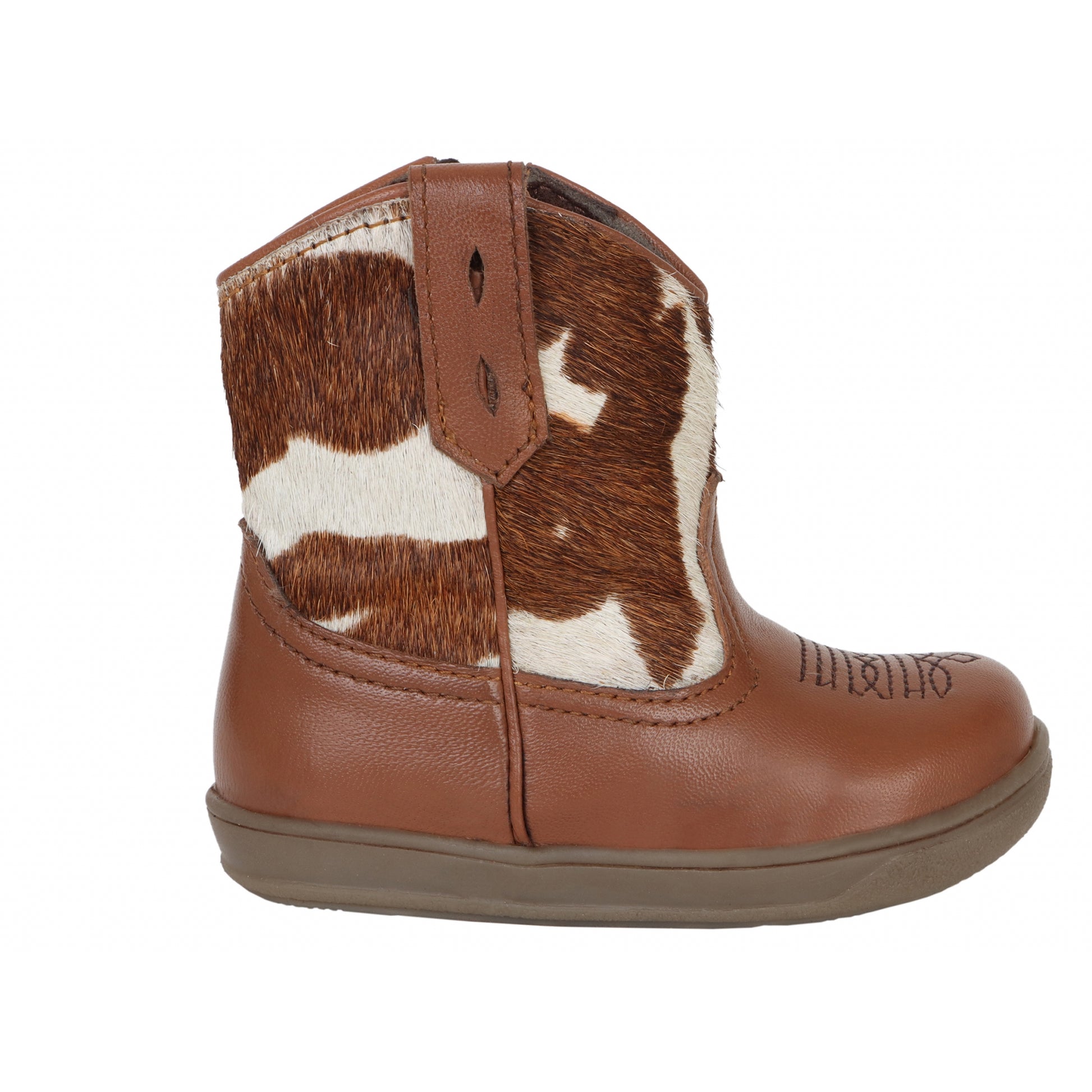Roper Infant Cowbabies Brown Leather Vamp with Cow Hair Shaft Boots
