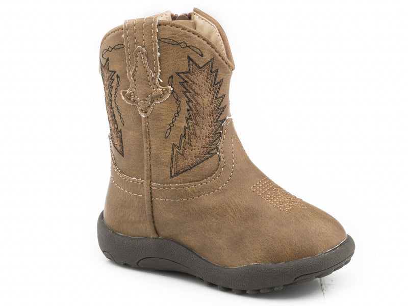 Roper Cowbabies Tan Faux Leather All Over Boots