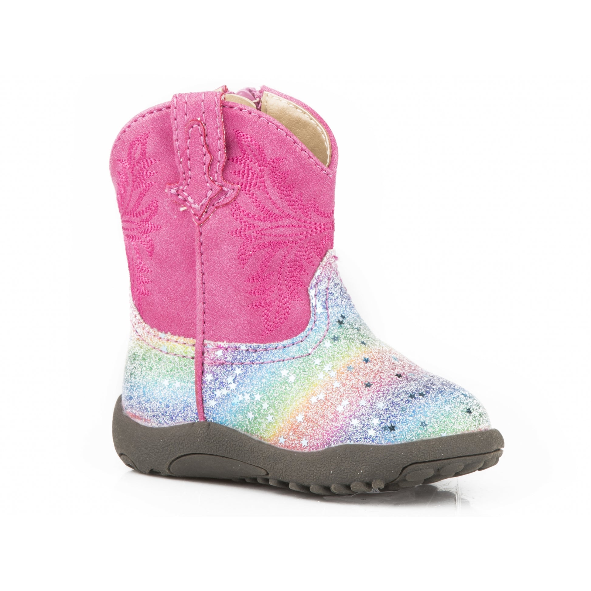Roper Cowbabies Infant Girls Multi Rainbow Glitter Pink Boots