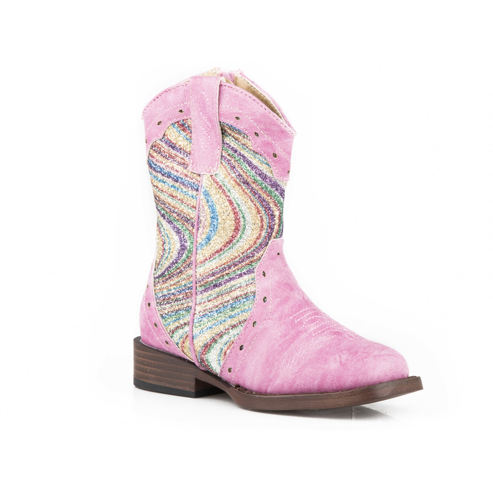 Roper Toddler Triad Design Pink Vamp/Swirly Glitter Boots