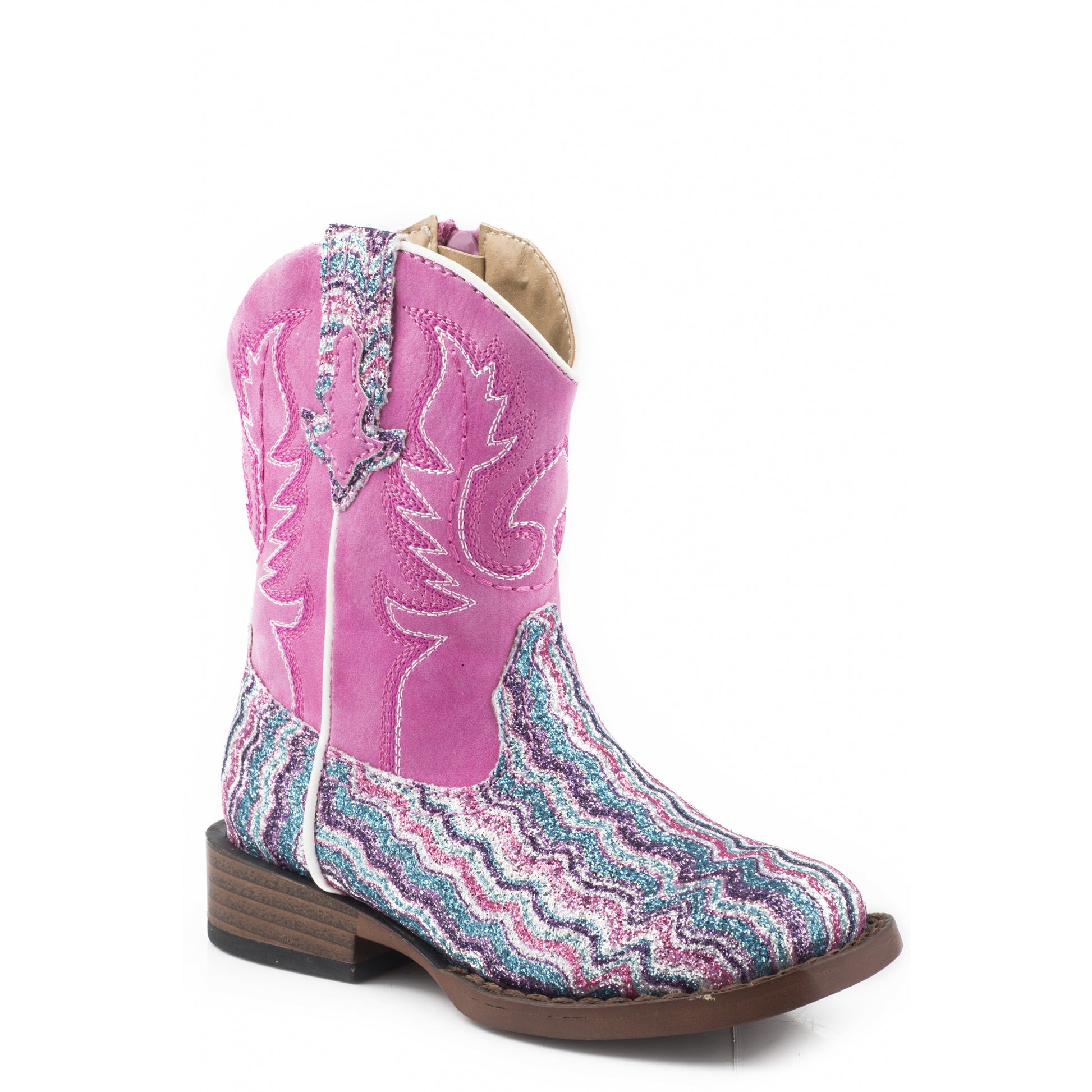 Roper Toddler Pink Shaft With Chevron Glitter Vamp Boots