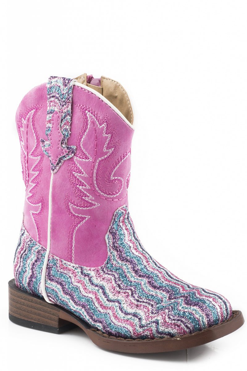 Roper Toddler Pink Shaft With Chevron Glitter Vamp Boots