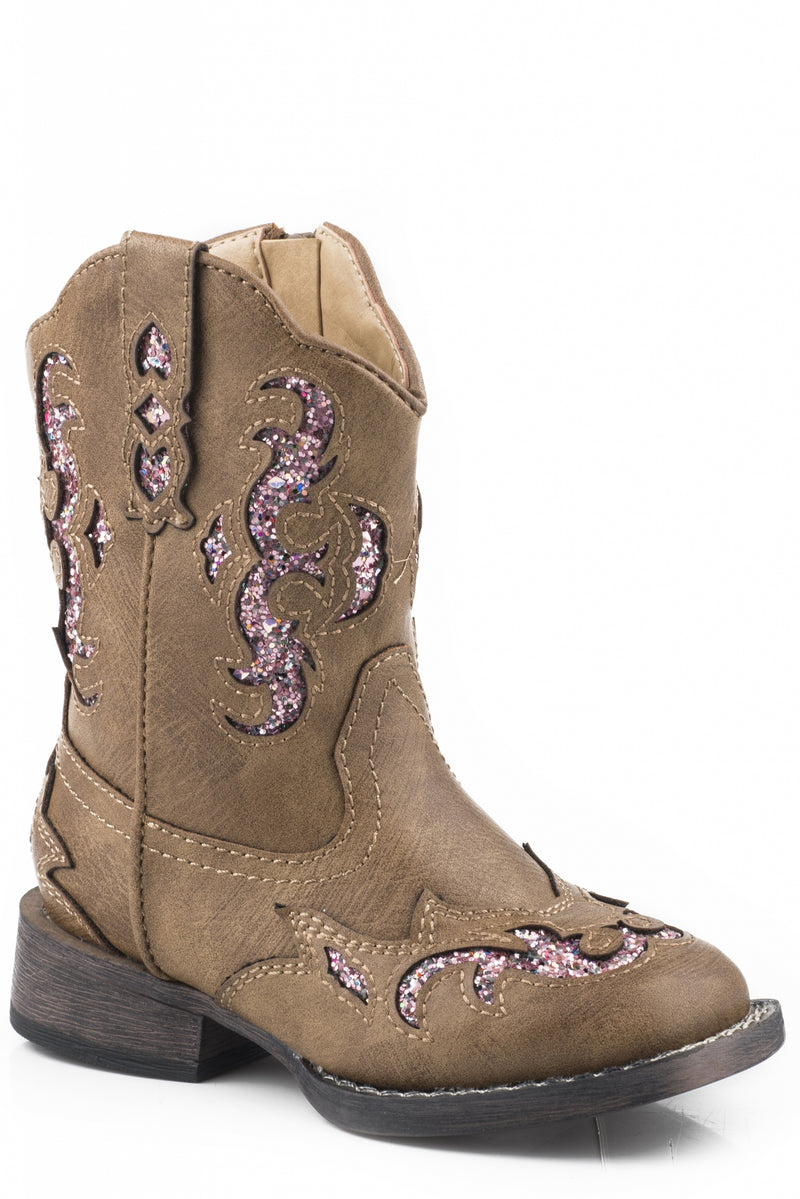 Roper Toddler Tan Tumbled Faux Leather Boots