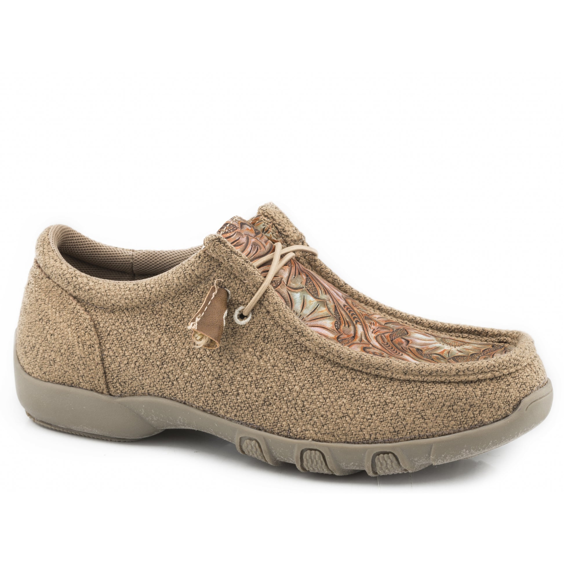 Roper Kids Tan Canvas With Embossed Floral Vamp Chukkas
