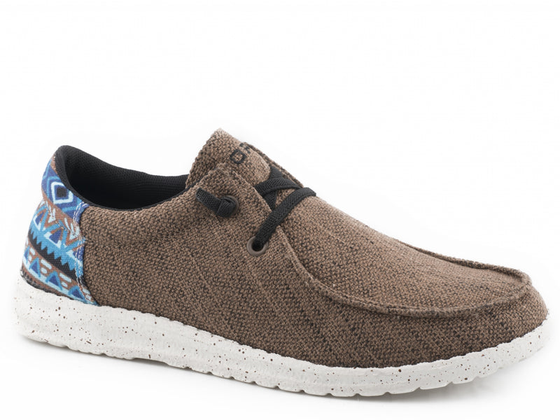 Roper Kids Brown Canvas With Multi Aztec Heel Chukkas