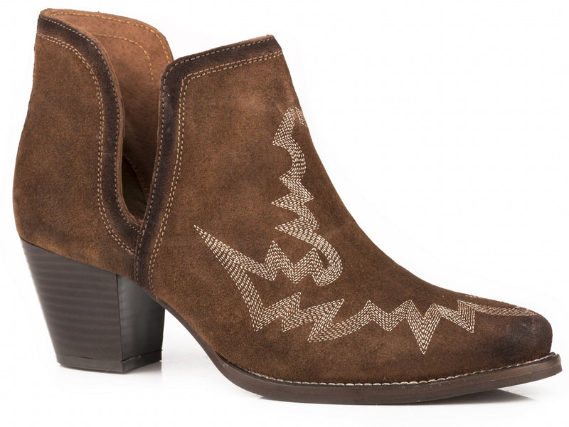 Roper Ladies Leather Western Stitch Ankle Boots