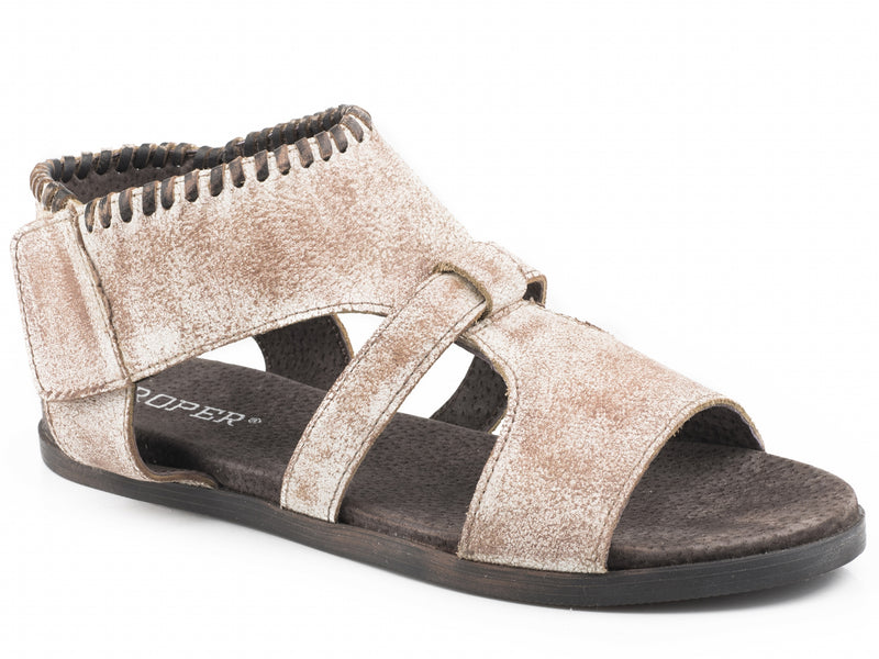 Roper Ladies Cow Suede Velcro Strap Sandals