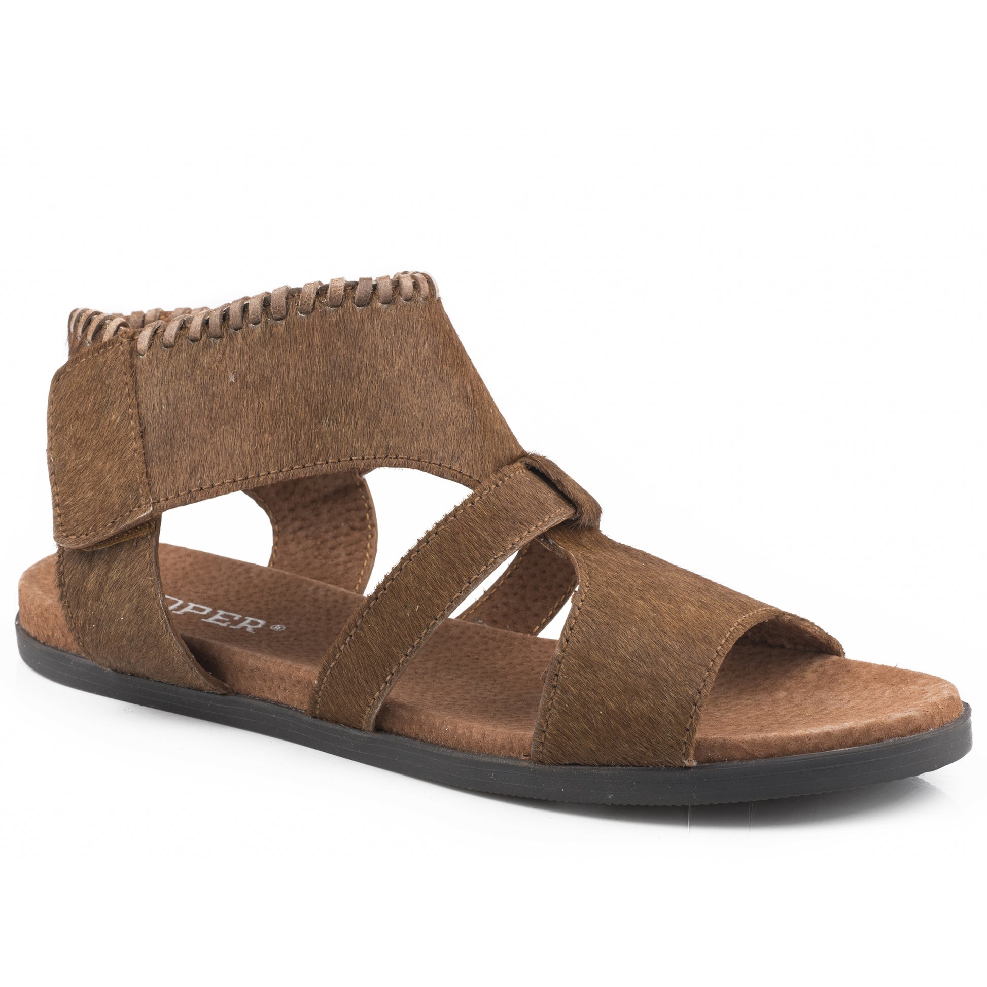 Roper Ladies Hair On Hide Velcro Strap Sandals