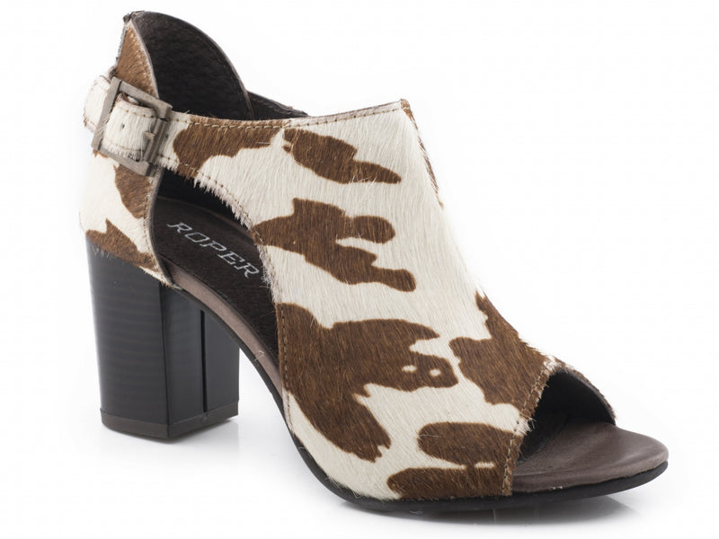 Roper Ladies Cow Hair Closed Back Open Toe Mules