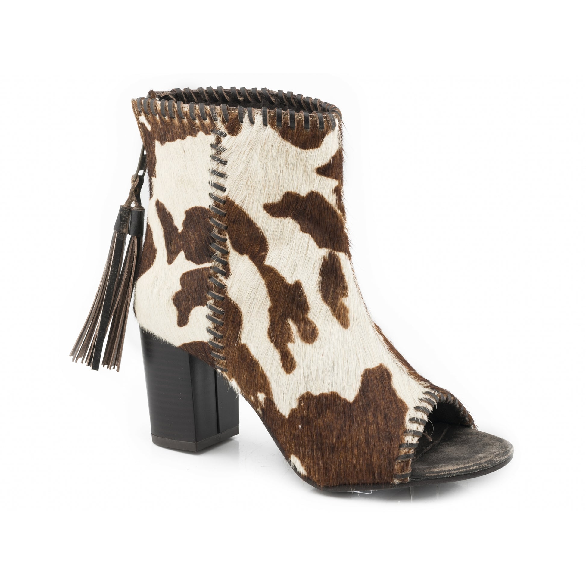Roper Ladies Cow Hair Zip Back Leather Sandals