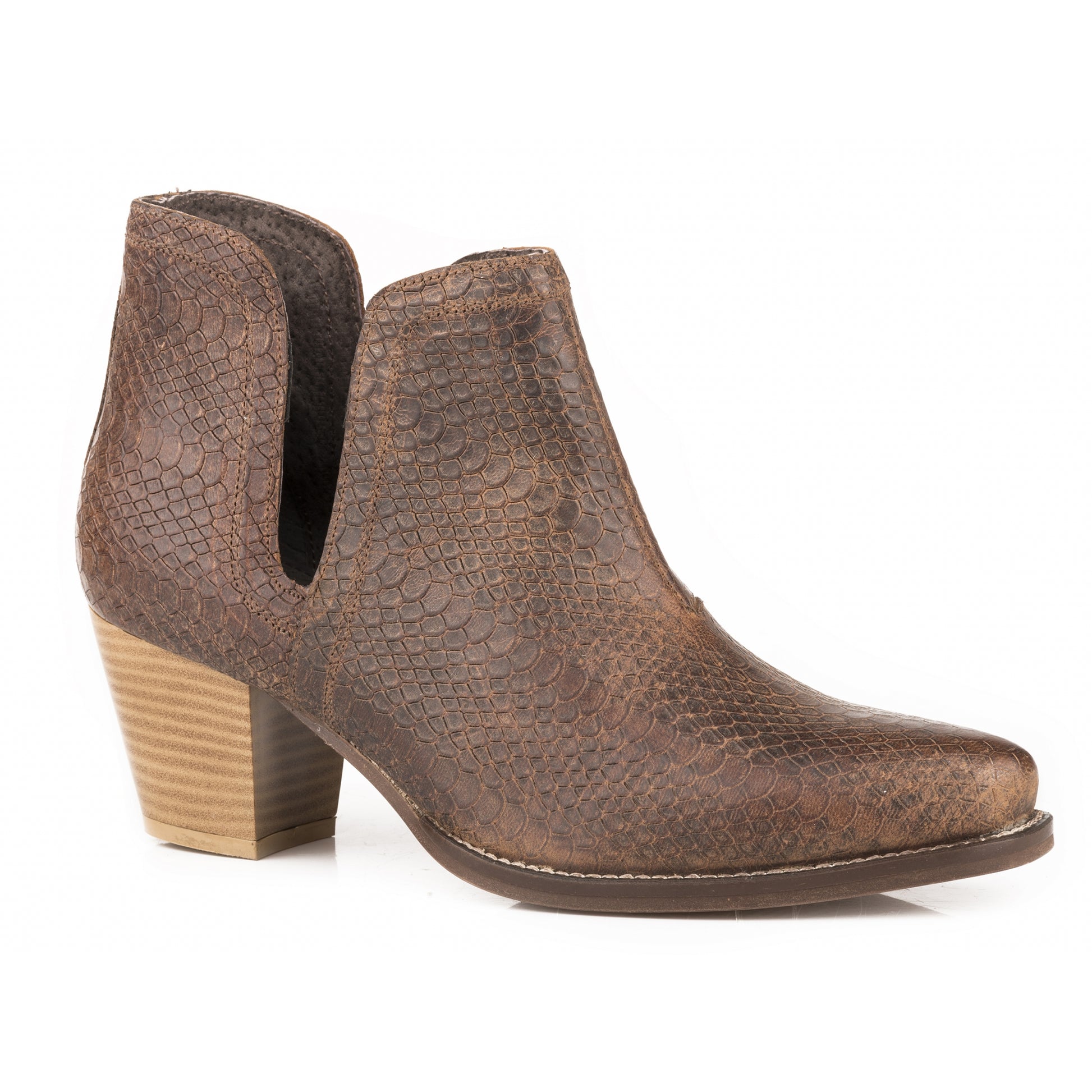 Roper Ladies Stamped Snake Leather Snip Toe Booties