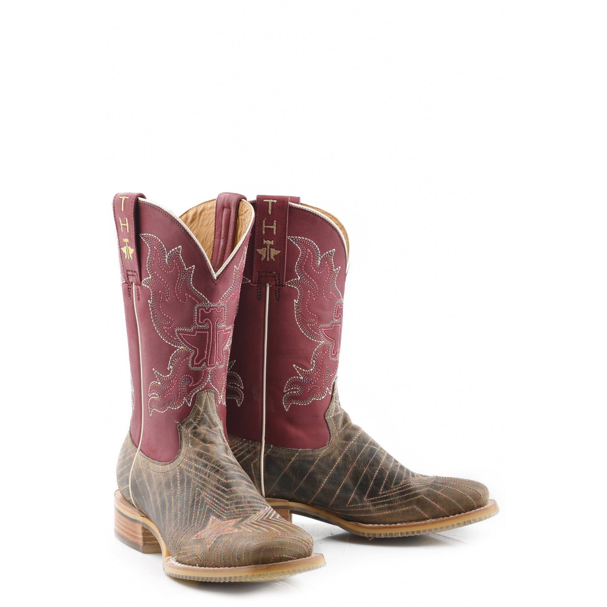 Tin Haul Ladies Square Toe Boots - Super Nova Star with Bull Doodles Sole
