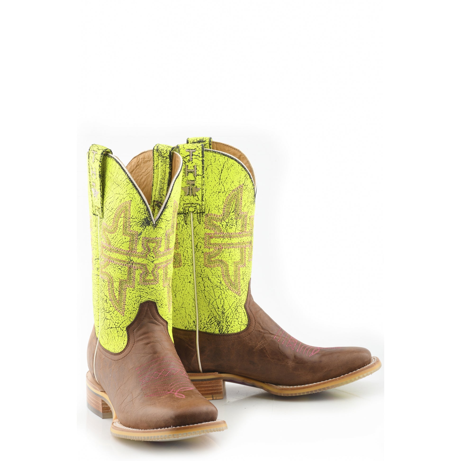 Tin Haul Ladies Square Toe Boots - Neon Glow with Girls 2nd Best Friend Sole