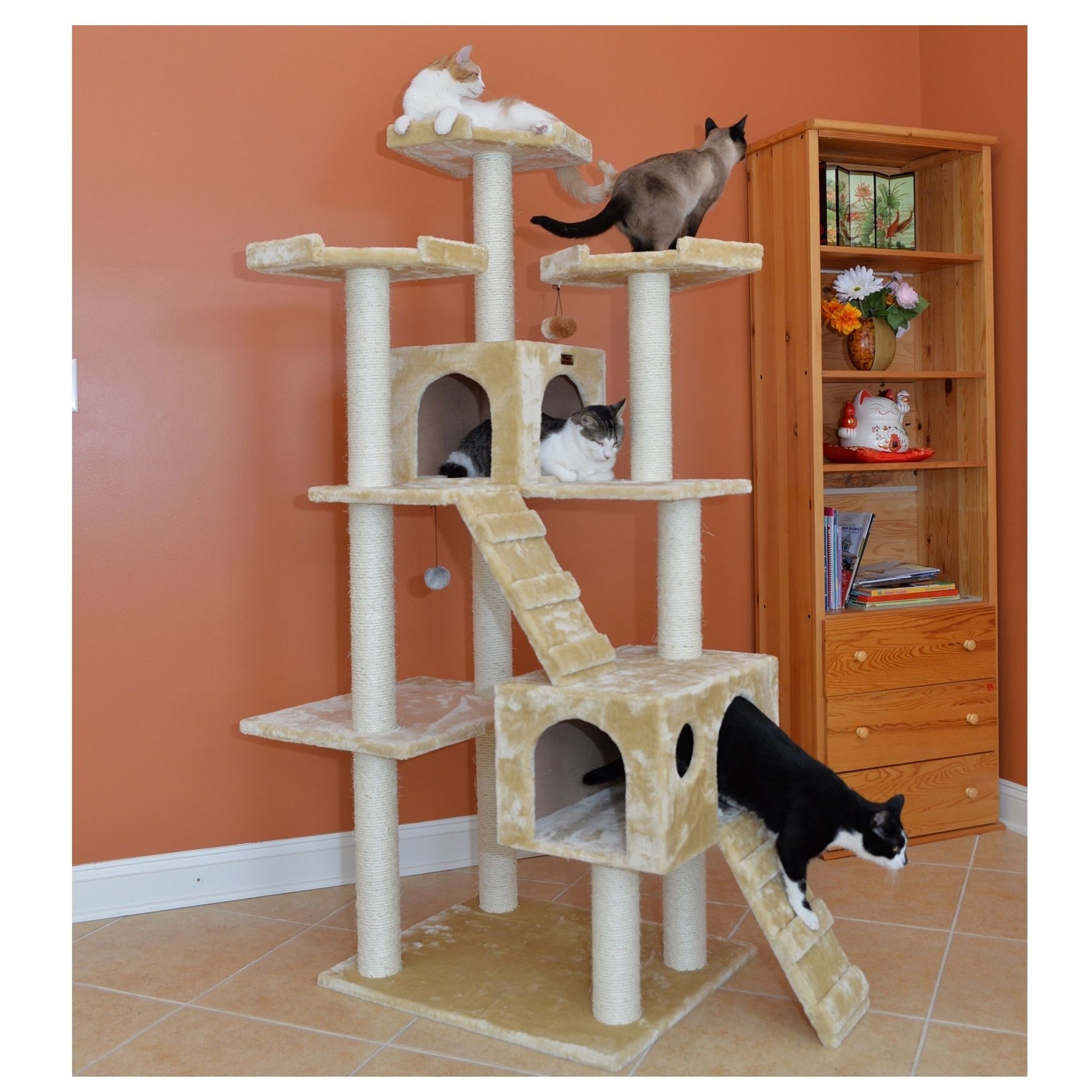 Armarkat Classic Real Wood Cat Tree 74in Beige