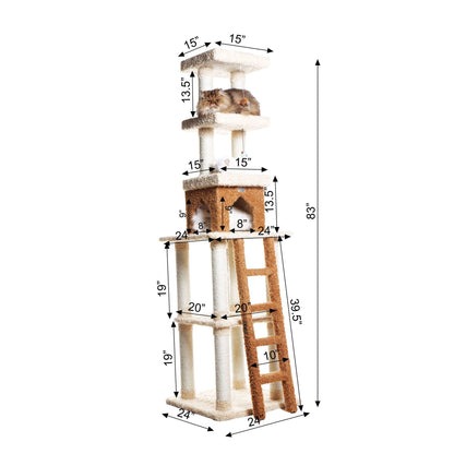 Armarkat Premium Real Wood Cat Tree 84in Beige