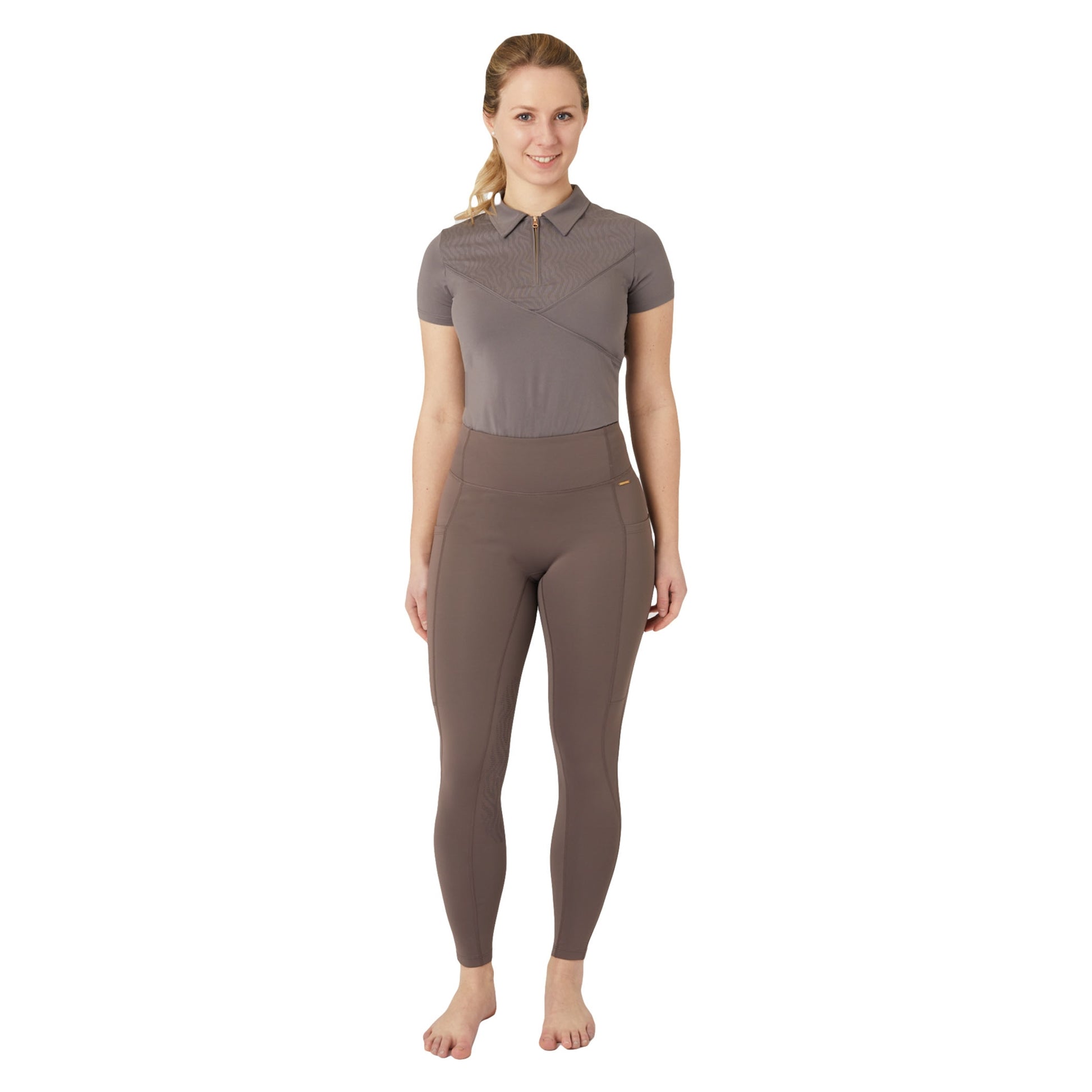 Horze Ladies Alyssa High Waist UV Pro Knee Patch Tights
