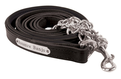 Perri's Personalized Padded Leather Lead with Chain