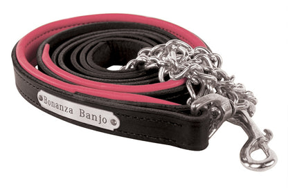 Perri's Personalized Padded Leather Lead with Chain