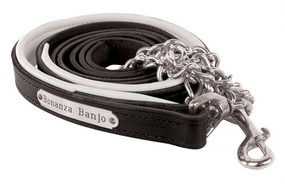 Perri's Personalized Padded Leather Lead with Chain