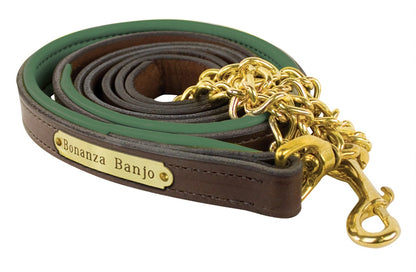 Perri's Personalized Padded Leather Lead with Chain