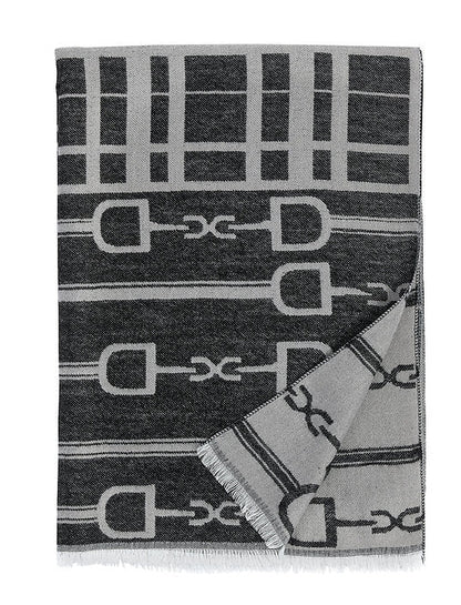 AWST Int'l Acrylic Cashmere Snaffle Bit with Plaid Scarf/Shawl