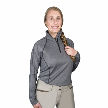 Ovation Ladies Quarter Zip Melange LS Base Top