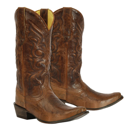 TuffRider Ladies Cowtown Mid Height Embroidered Leather Snip Toe Western Boots