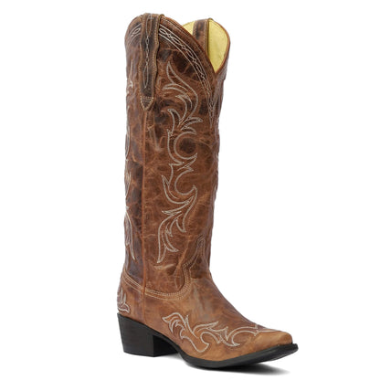 TuffRider Ladies Cody Embroidered Leather Snip Toe Western Boots