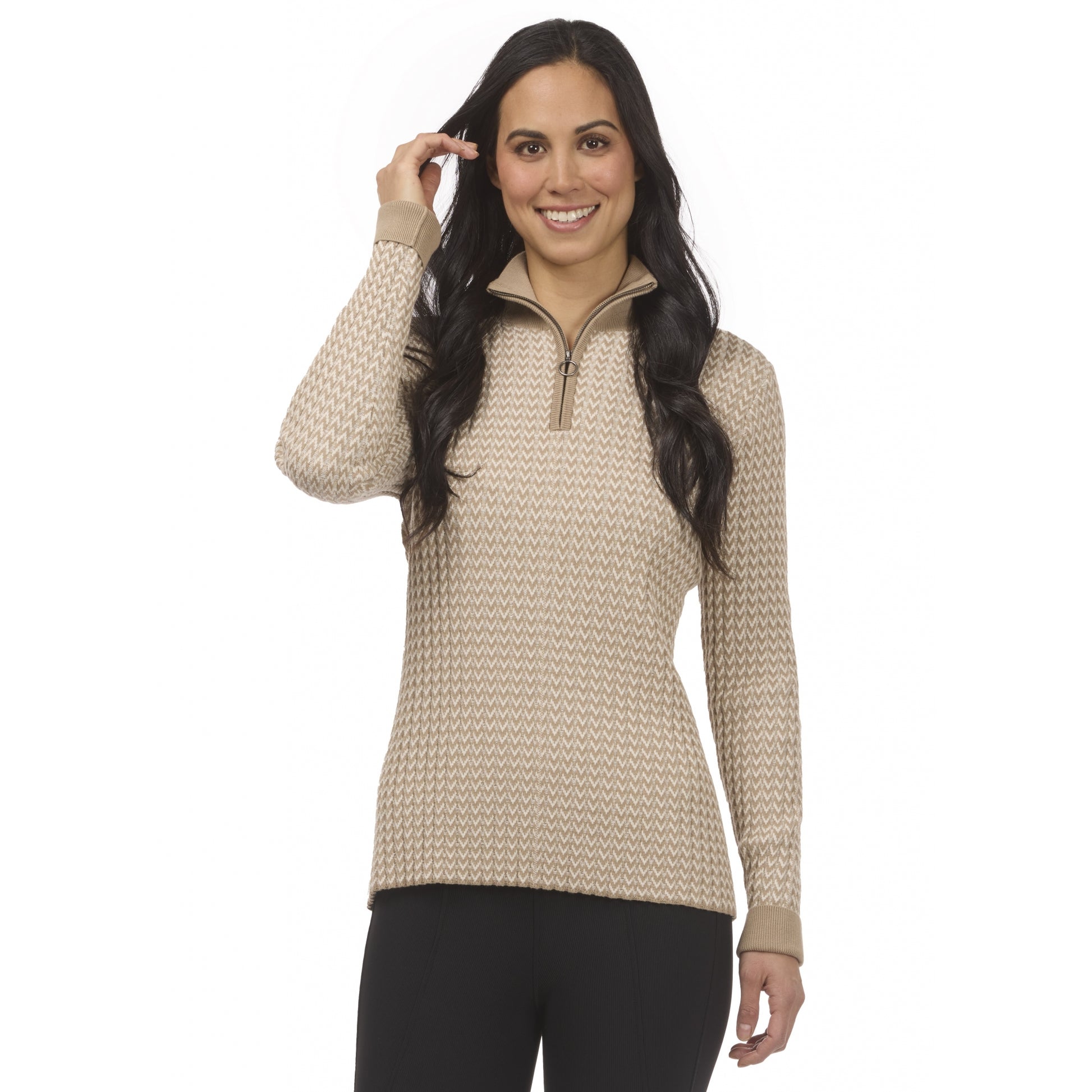 Kerrits Quarter Zip Herringbone Sweater