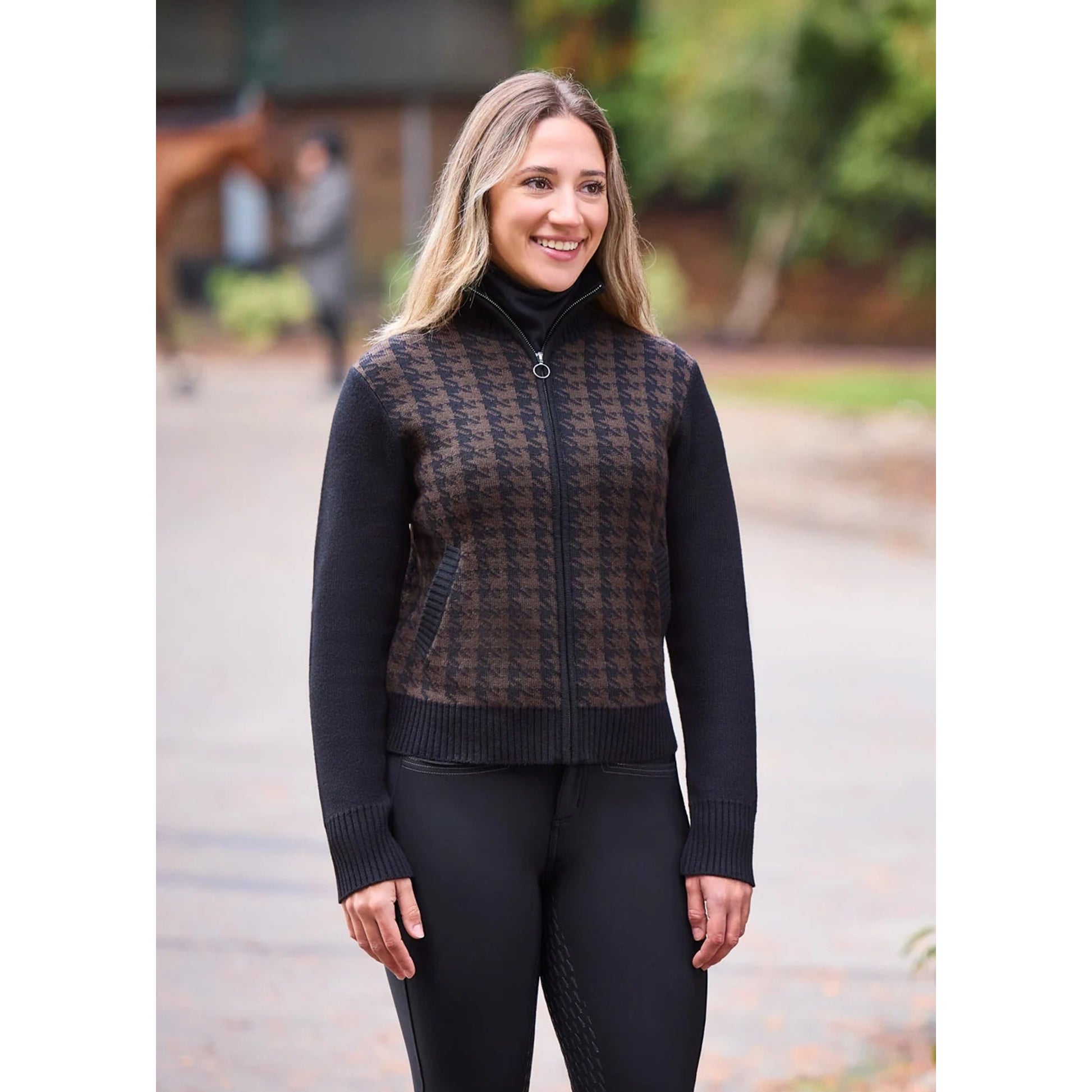 Kerrits Eq Houndstooth Full Zip Sweater
