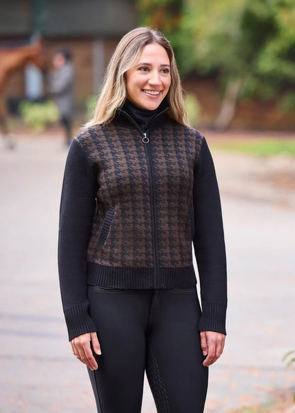 Kerrits Eq Houndstooth Full Zip Sweater