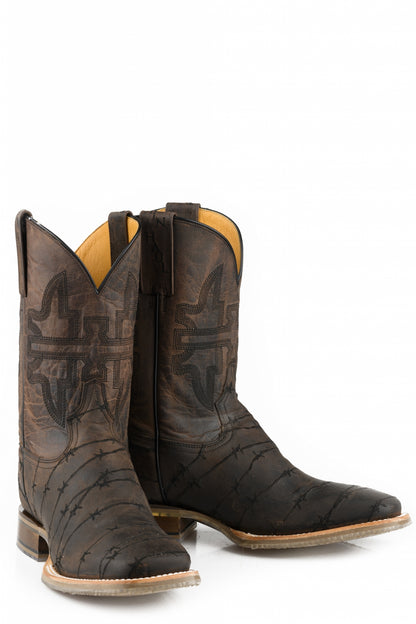 Tin Haul Mens Dont Fence Me In Two Square Toe Boots