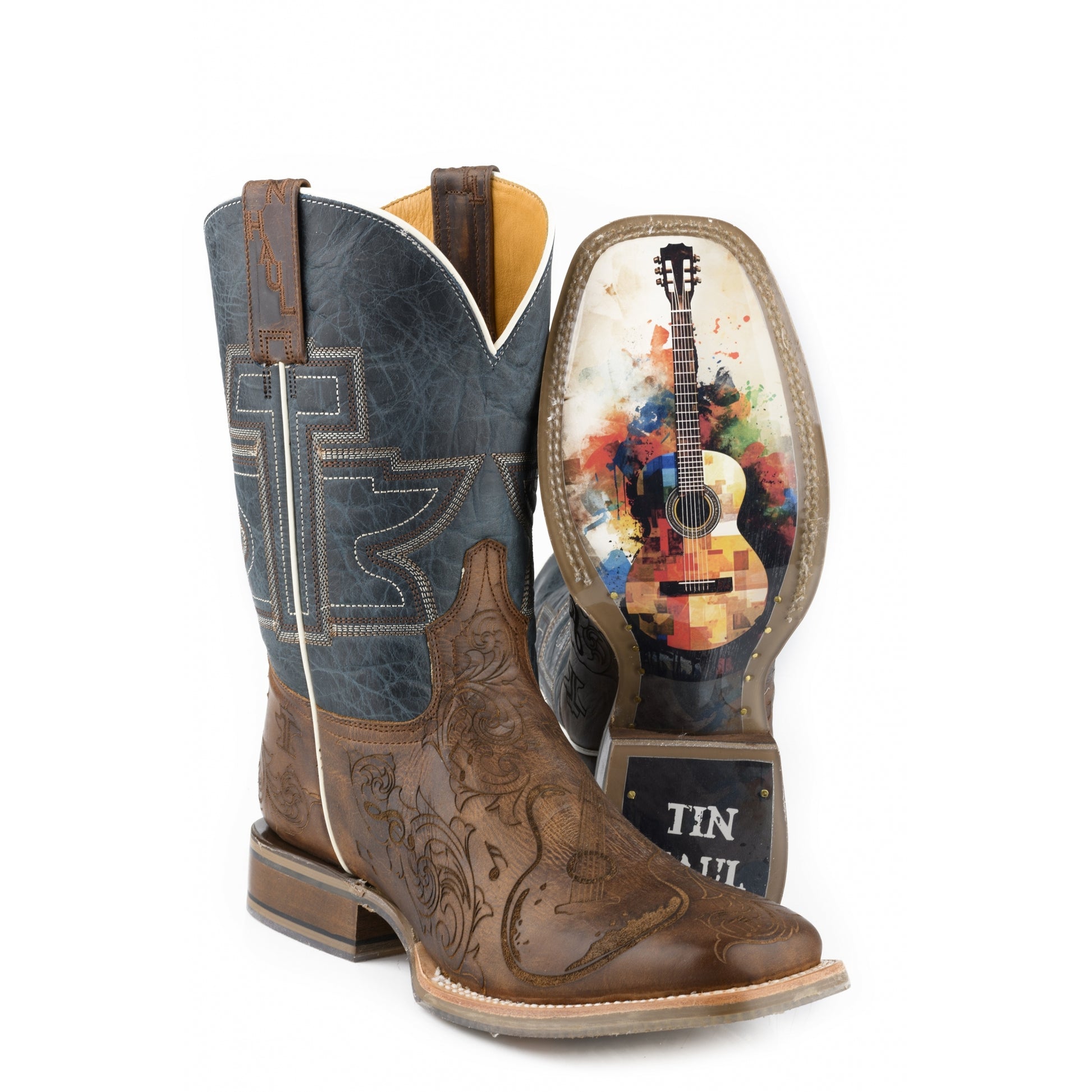 Tin Haul Mens Guitar Man Square Toe Boots