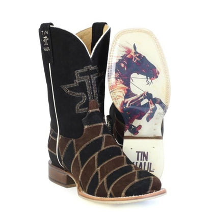 Tin Haul Mens Patch It Up Square Toe Boots