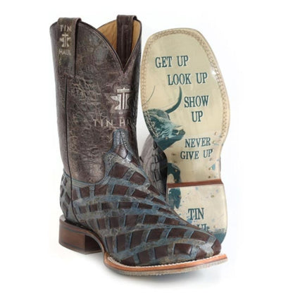 Tin Haul Mens Never Give Up Square Toe Boots