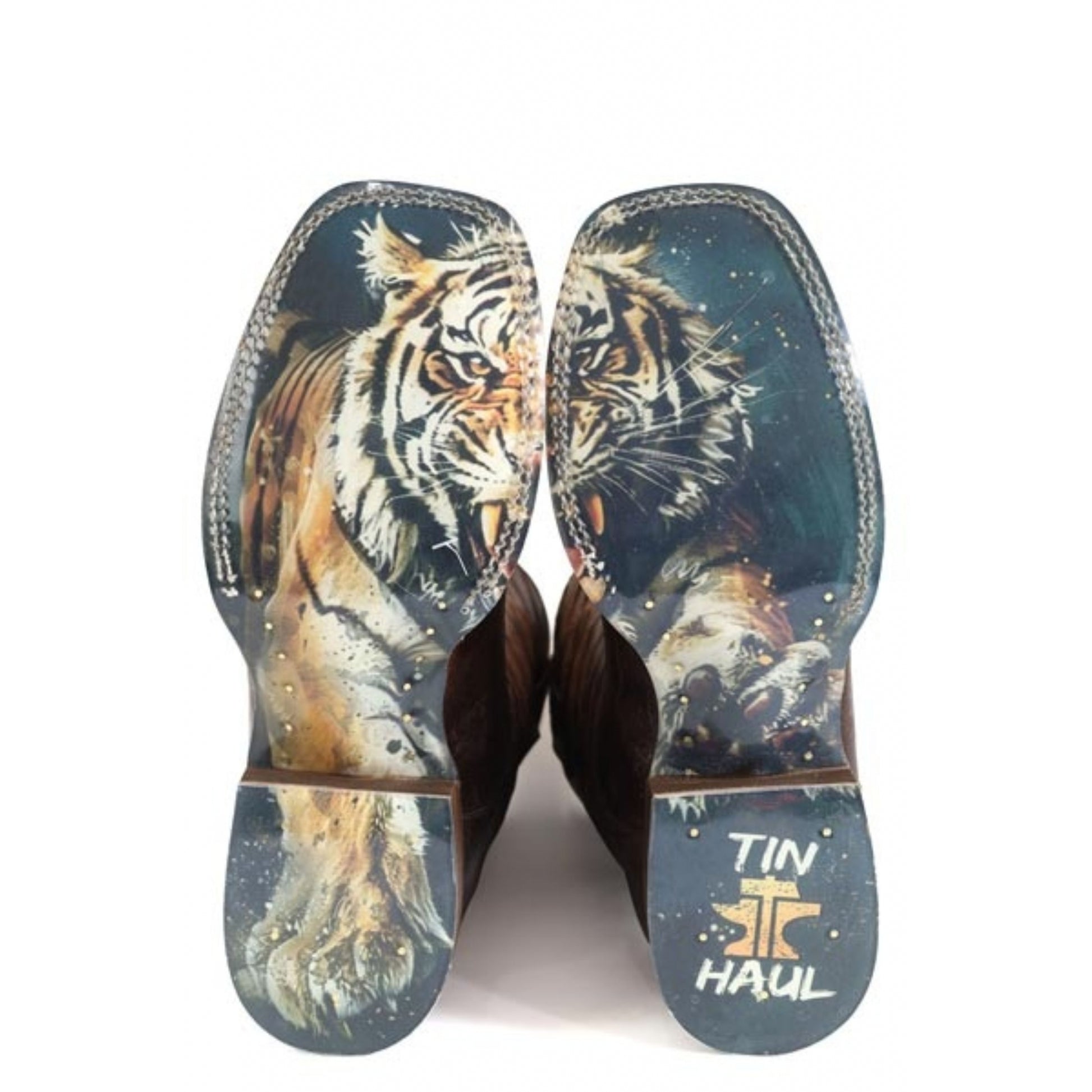 Tin Haul Mens Eye Of The Tiger Square Toe Boots