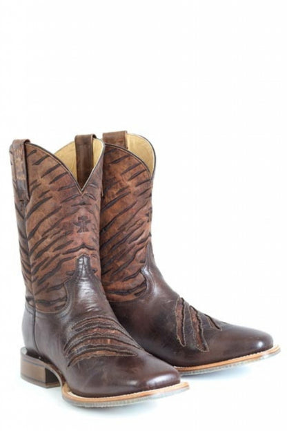 Tin Haul Mens Eye Of The Tiger Square Toe Boots