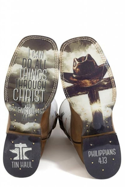Tin Haul Mens Church Cross Square Toe Boots
