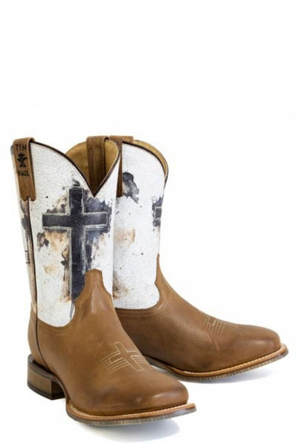 Tin Haul Mens Church Cross Square Toe Boots