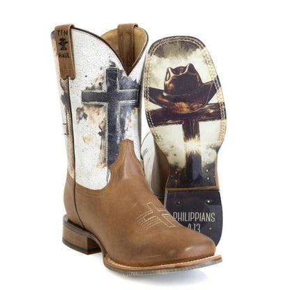 Tin Haul Mens Church Cross Square Toe Boots