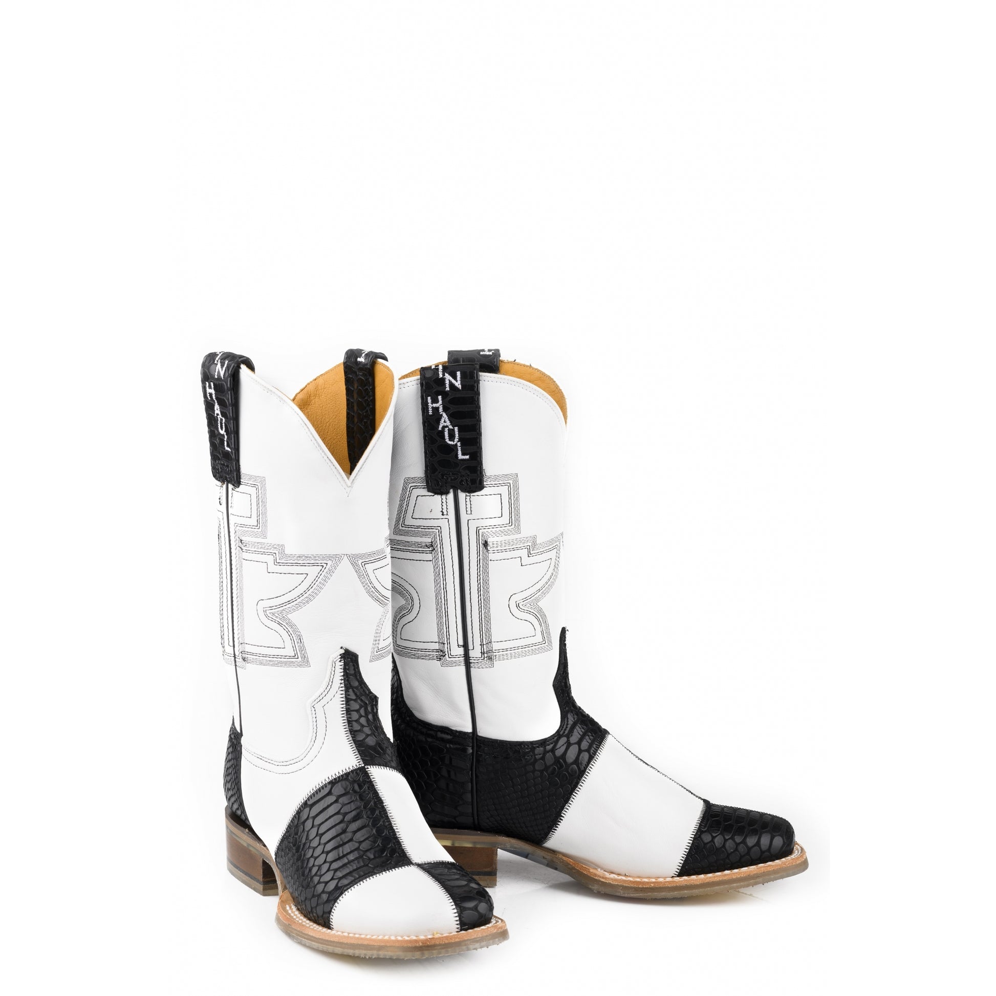 Tin Haul Ladies Black and White Square Toe Boots
