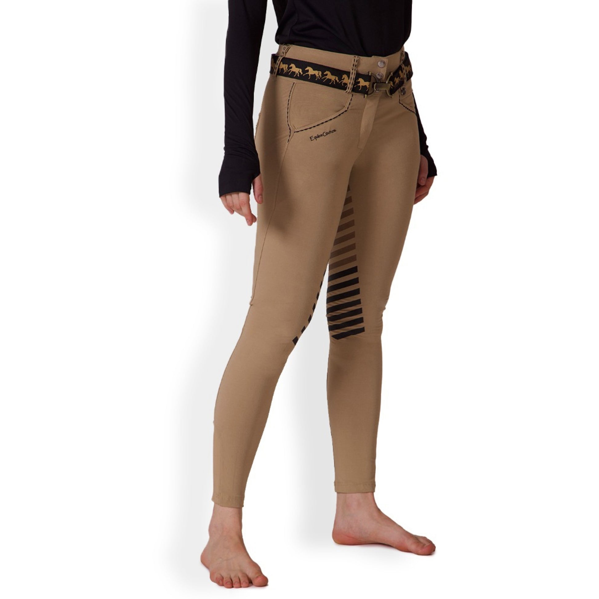 Equine Couture Ladies Saddle Stitch Extended Knee Patch Breeches