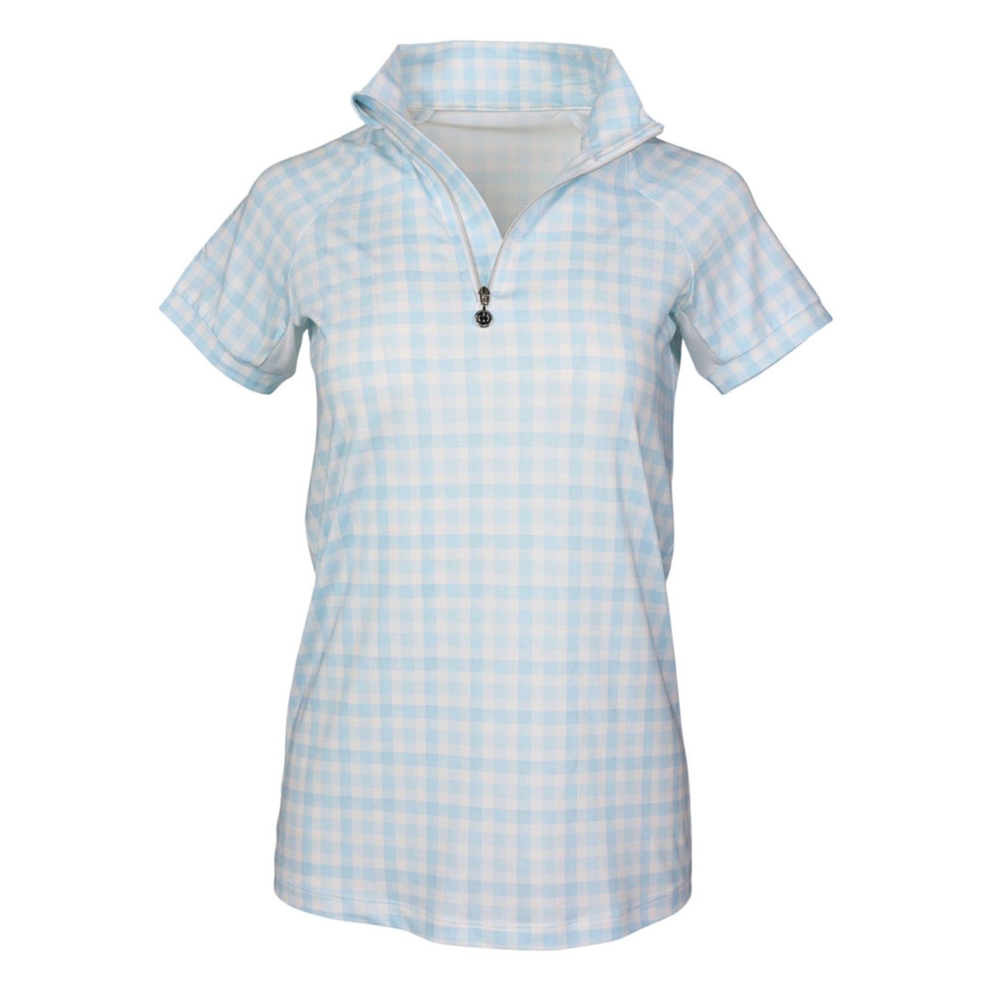 Dapplebay Kids Gingham Short Sleeve 1/4 Zip Riding Top