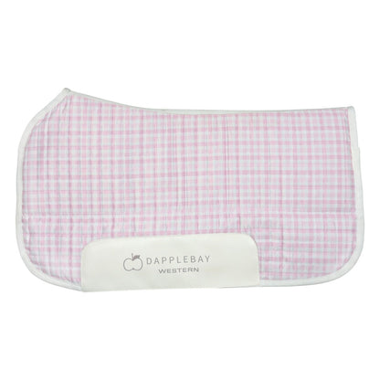 Dapplebay Gingham Western Saddle Pad-Pink/White-One Size
