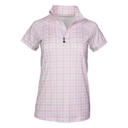 Dapplebay Kids Gingham Short Sleeve 1/4 Zip Riding Top