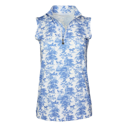 Dapplebay Ladies Equestrian Toile 1/4 Zip Sleeveless Light Riding Top